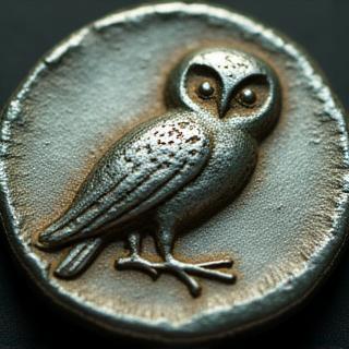 Ancient Greek silver tetradrachm of Athens with an owl